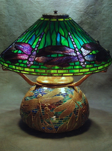 16" Dragonfly on Dragonfly Mosaic Urn Base - Created in 2007 - Mosaic by Century Studios