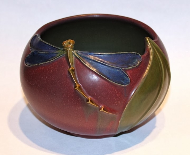 Ephraim Faience Pottery Dragonfly Vase